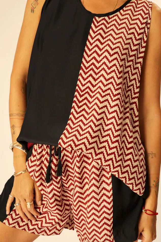 Women Natalie Martin Tops Ariana Tank Block Zigzag Noire