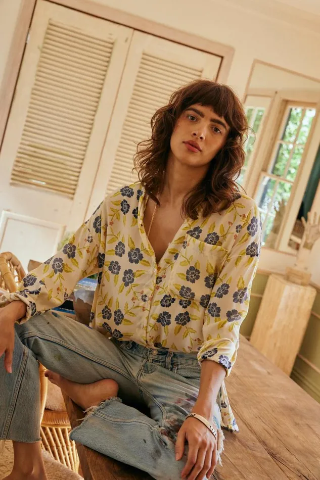 Women Natalie Martin Tops Jennifer Shirt Prairie Indigo