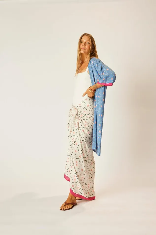 Women Natalie Martin Tops Lennon Kimono Pinwheel Denim