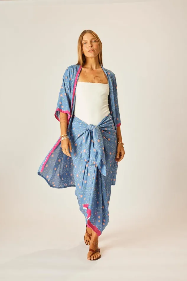 Women Natalie Martin Tops Lennon Kimono Pinwheel Denim