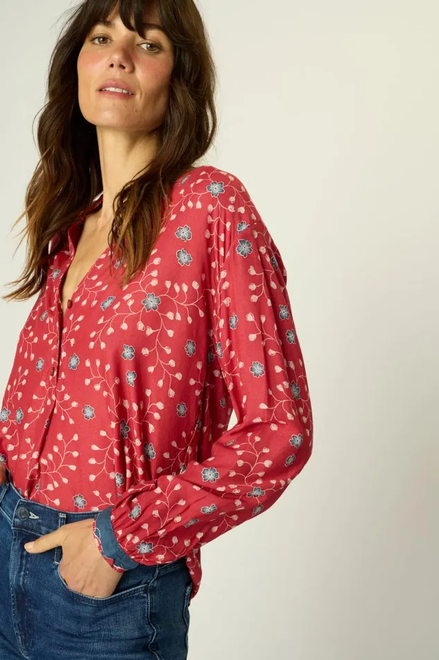 Women Natalie Martin Tops Leslie Shirt Pinwheel Barn Red