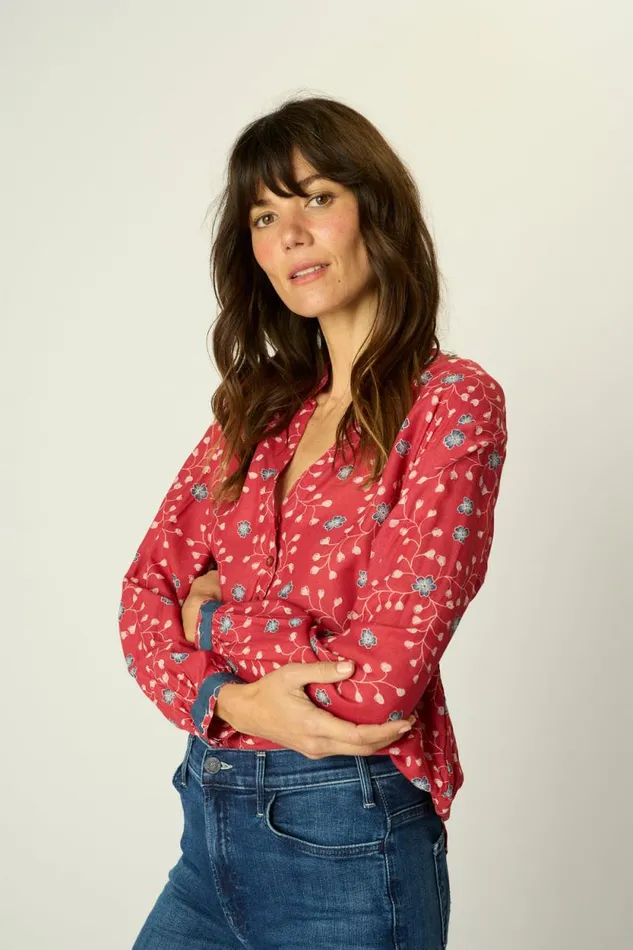 Women Natalie Martin Tops Leslie Shirt Pinwheel Barn Red