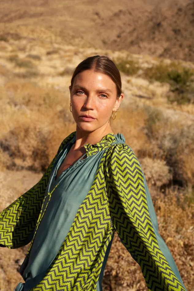 Women Natalie Martin Tops Penny Blouse Block Zigzag Lime