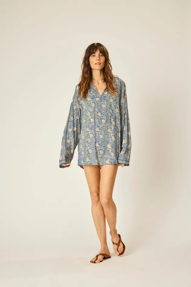 Women Natalie Martin Tops Ryan Shirt Water Lily Blue