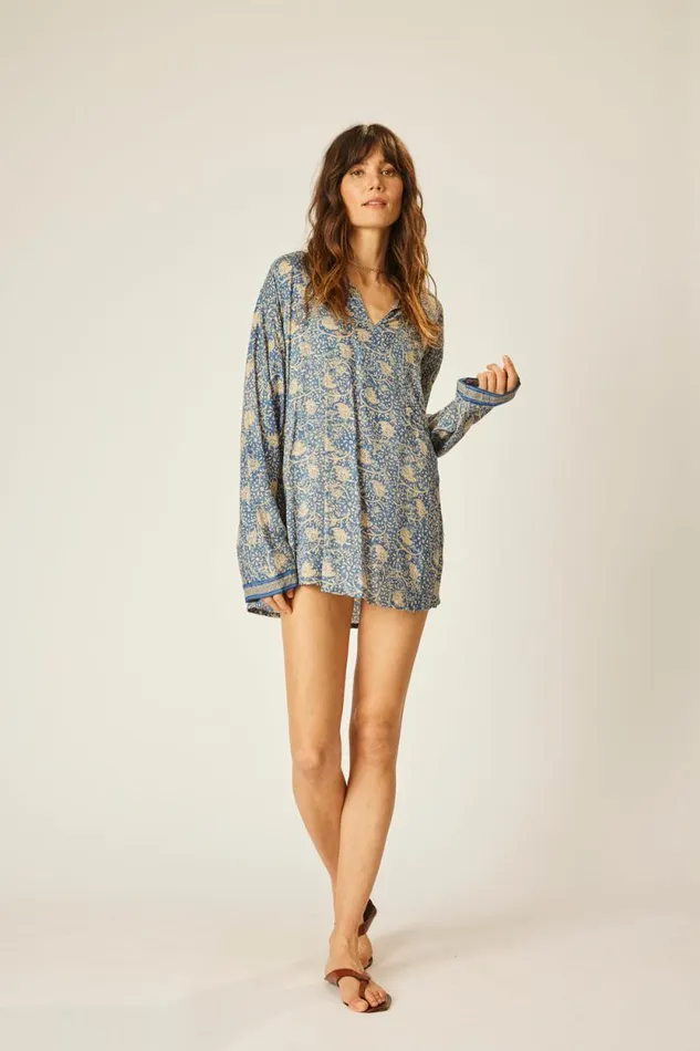 Women Natalie Martin Tops Ryan Shirt Water Lily Blue