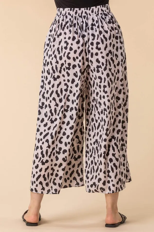 Women Natural Animal Print Culottes Roman Trousers
