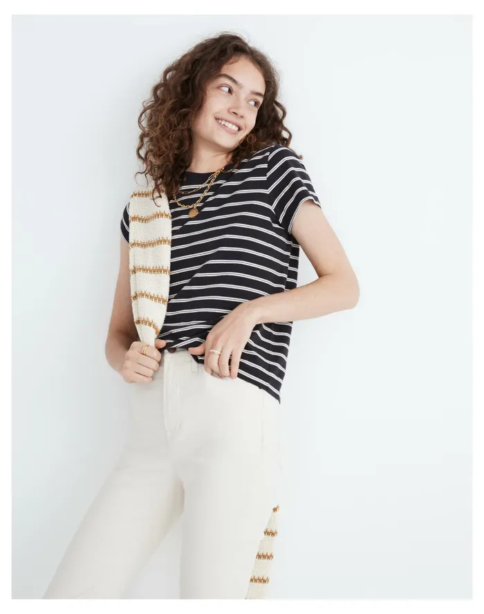 Women Northside Vintage Tee In Oxley Stripe Antique Cream Madewell Tees