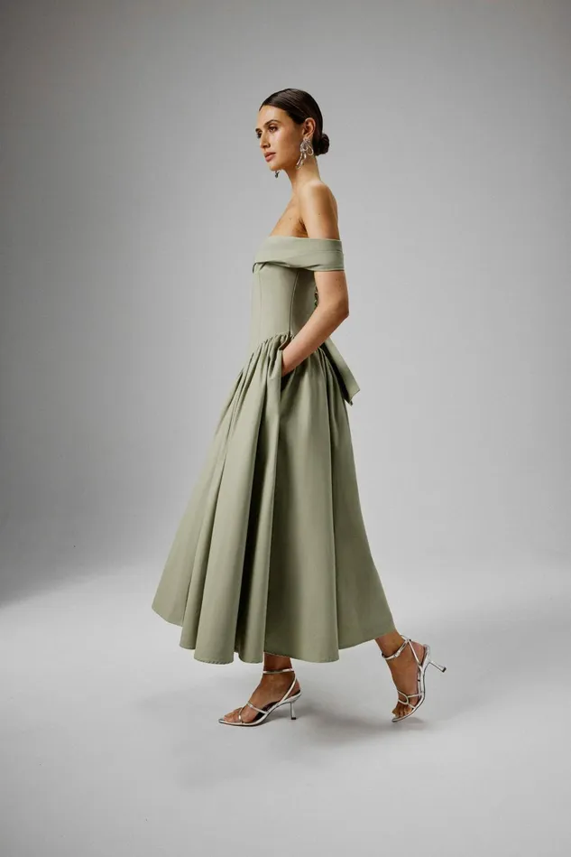 Women Off The Shoulder and Bardot Lavish Alice EMILY Off Shoulder Volumed Flared Sun Dress In Sage Green Sage Green Women Off The Shoulder and Bardot Lavish Alice EMILY Off Shoulder Volumed Flared Sun Dress In Sage Green Sage Green