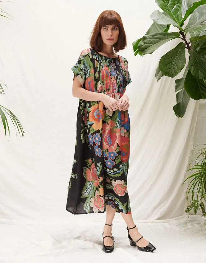 Women One Hundred Stars Flower Pleat Dress Black Monsoon Dresses