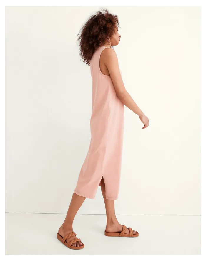 Women Organic Cotton Crewneck Tank Midi Dress Antique Coral Madewell Dresses Women Organic Cotton Crewneck Tank Midi Dress Antique Coral Madewell Dresses