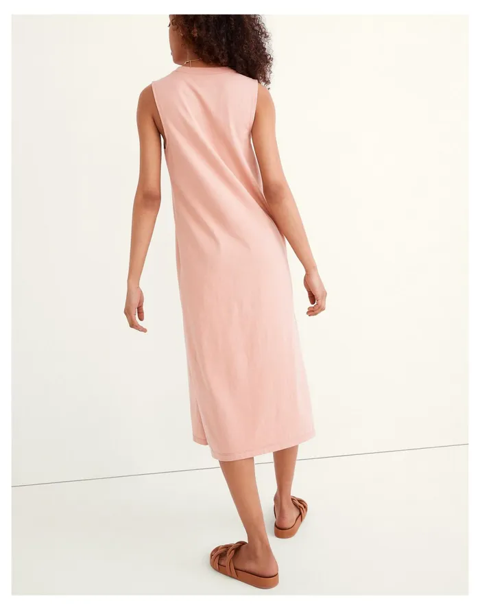 Women Organic Cotton Crewneck Tank Midi Dress Antique Coral Madewell Dresses Women Organic Cotton Crewneck Tank Midi Dress Antique Coral Madewell Dresses