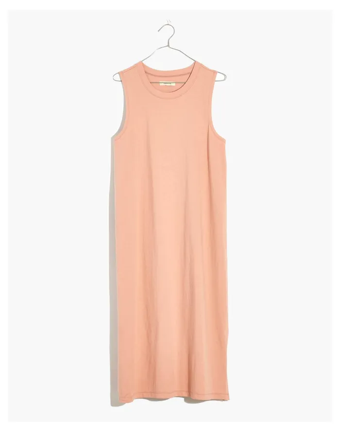 Women Organic Cotton Crewneck Tank Midi Dress Antique Coral Madewell Dresses Women Organic Cotton Crewneck Tank Midi Dress Antique Coral Madewell Dresses