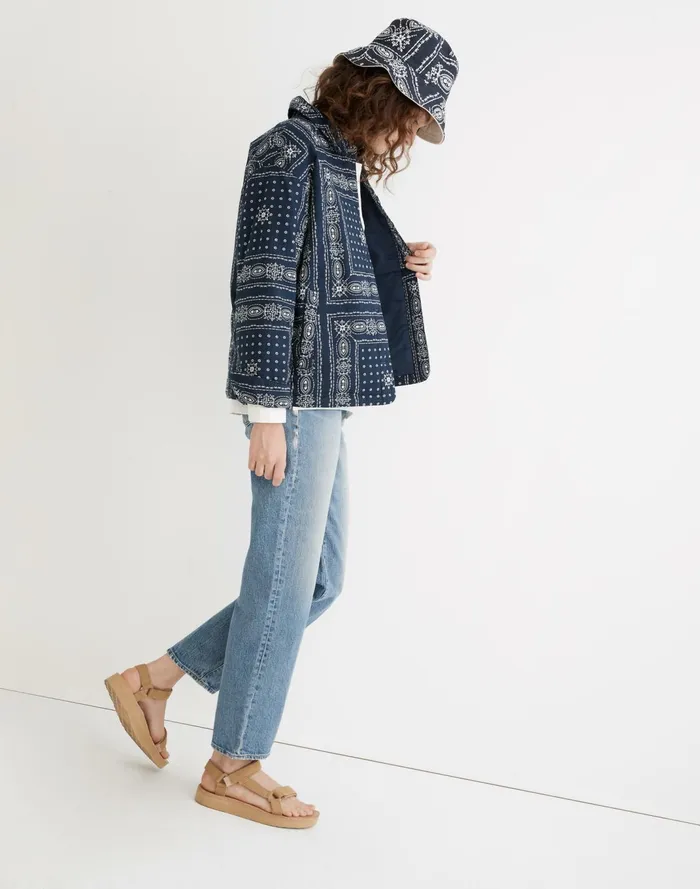 Women Padded Chore Jacket In Vintage Bandana Twilight Madewell Jackets Women Padded Chore Jacket In Vintage Bandana Twilight Madewell Jackets