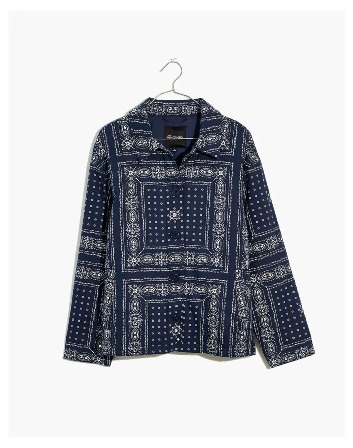 Women Padded Chore Jacket In Vintage Bandana Twilight Madewell Jackets Women Padded Chore Jacket In Vintage Bandana Twilight Madewell Jackets