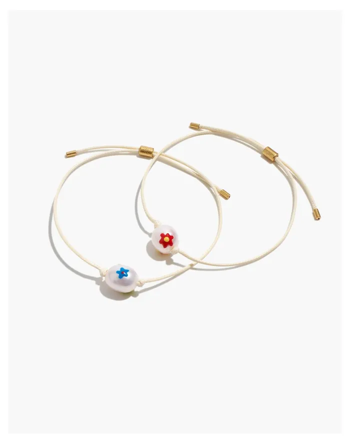 Women Painted Pearl Friendship Bracelet Set Freshwater Pearl Madewell Bracelets