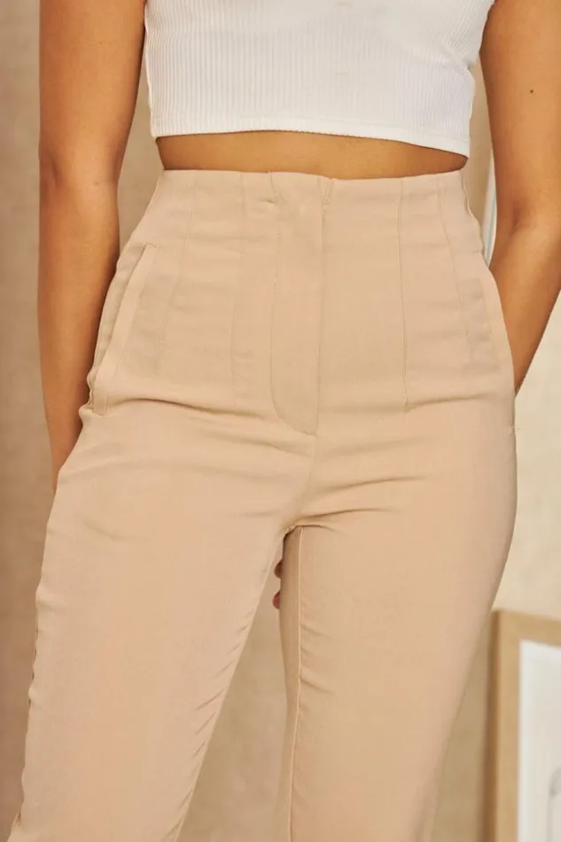 Women Pantalon Coupe Carotte Beige Fonc Darkbeige Brentiny Paris Pants