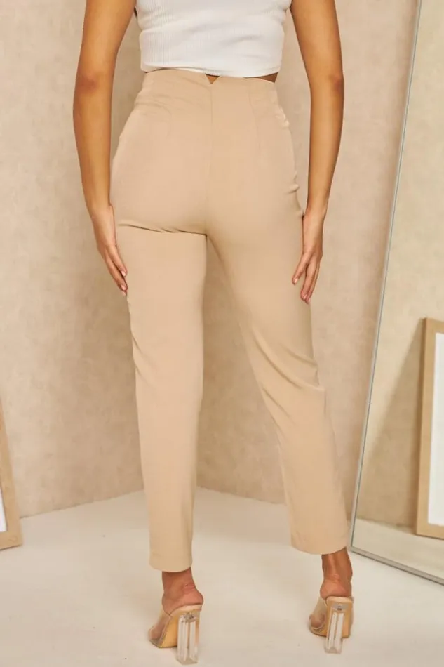 Women Pantalon Coupe Carotte Beige Fonc Darkbeige Brentiny Paris Pants