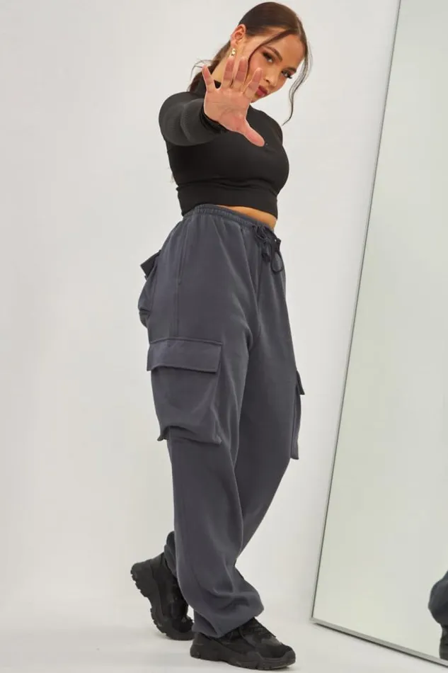 Women Pantalon De Jogging Cargo Gris Fonc Grey Brentiny Paris Jogging Bottoms