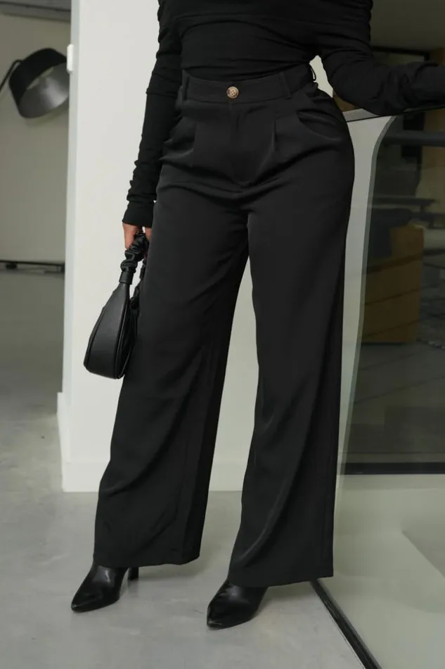 Women Pantalon De Tailleur Noir Black Brentiny Paris Pants