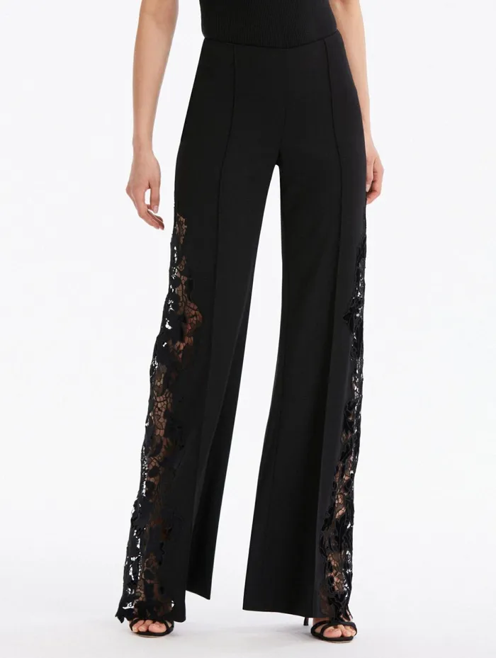 Women Pants and Skirts Oscar De La Renta Wide Leg Grain De Poundre Pants Black Women Pants and Skirts Oscar De La Renta Wide Leg Grain De Poundre Pants Black