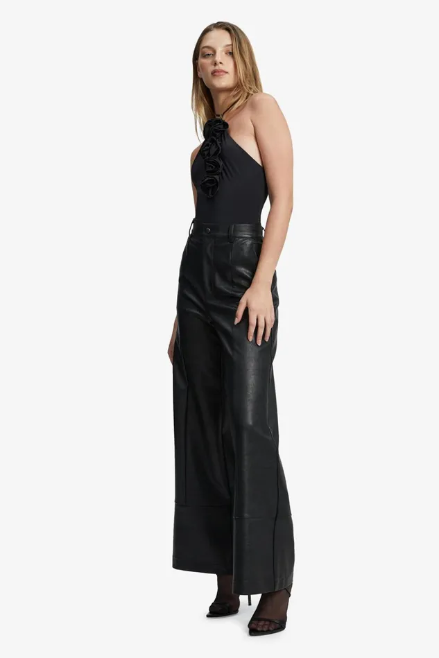 Women Pants Bardot Marlowe Pu Wide Leg Pant In Black Black Women Pants Bardot Marlowe Pu Wide Leg Pant In Black Black