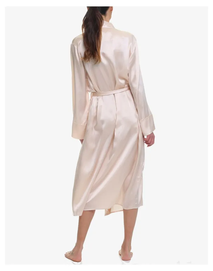 Women Papinelle Sleepwear Washable Silk Long Robe Light Pink Madewell Pajamas Women Papinelle Sleepwear Washable Silk Long Robe Light Pink Madewell Pajamas