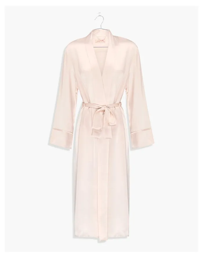Women Papinelle Sleepwear Washable Silk Long Robe Light Pink Madewell Pajamas Women Papinelle Sleepwear Washable Silk Long Robe Light Pink Madewell Pajamas