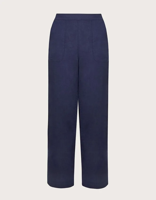 Women Parker Linen Crop Trousers Blue Monsoon Linen