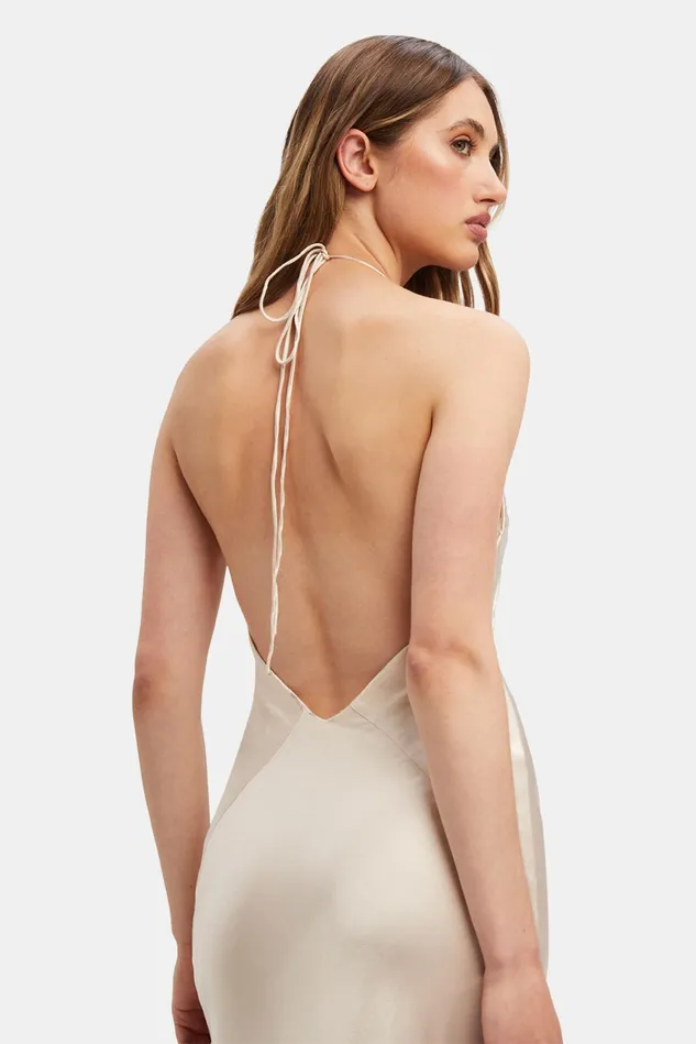 Women Party Dresses Bardot Boston Slip Midi Dress In Champagne Champagne Women Party Dresses Bardot Boston Slip Midi Dress In Champagne Champagne