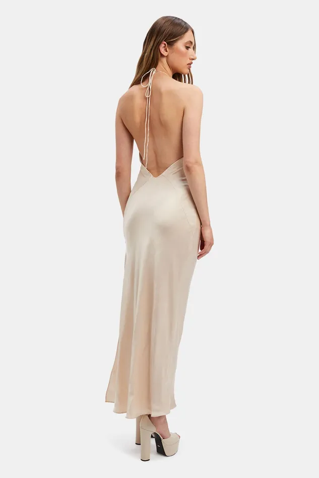Women Party Dresses Bardot Boston Slip Midi Dress In Champagne Champagne Women Party Dresses Bardot Boston Slip Midi Dress In Champagne Champagne