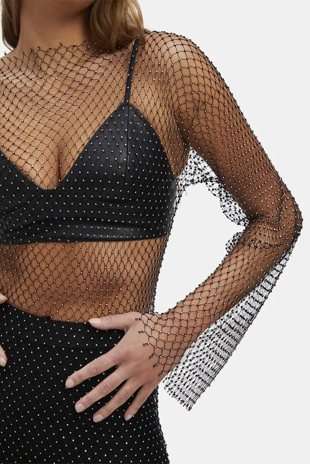 Women Party Dresses Bardot Celestial Midi Dress In Black Black Women Party Dresses Bardot Celestial Midi Dress In Black Black