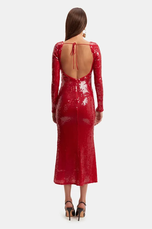 Women Party Dresses Bardot Verona Sequin Maxi Dress In Deep Red Deep Red Women Party Dresses Bardot Verona Sequin Maxi Dress In Deep Red Deep Red