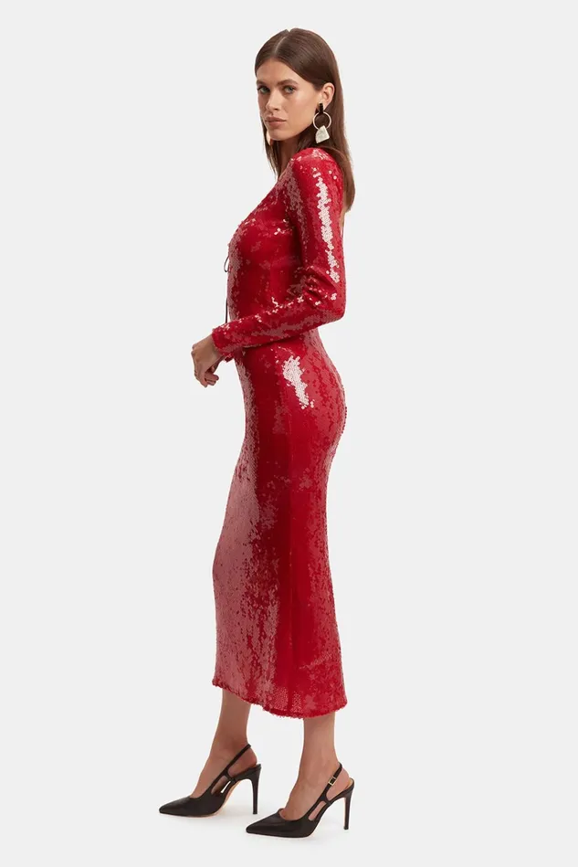 Women Party Dresses Bardot Verona Sequin Maxi Dress In Deep Red Deep Red Women Party Dresses Bardot Verona Sequin Maxi Dress In Deep Red Deep Red