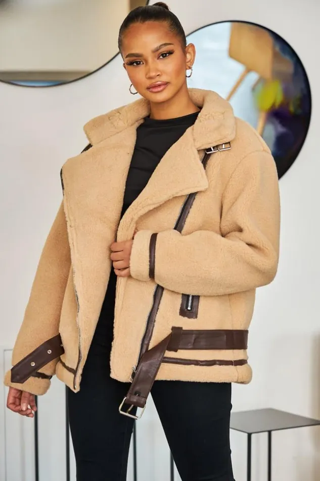 Women Perfecto Camel En Fourrure Camel Brentiny Paris Jackets