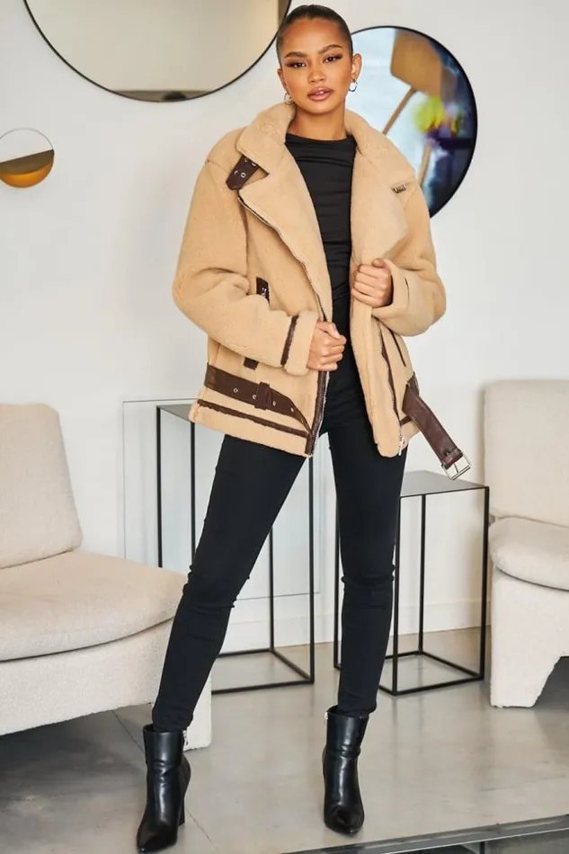 Women Perfecto Camel En Fourrure Camel Brentiny Paris Jackets