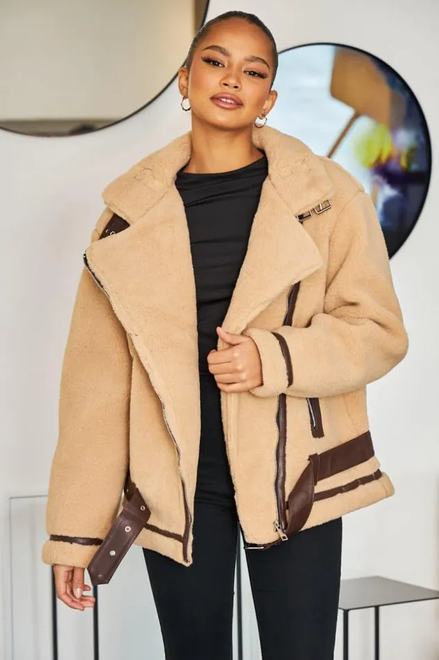 Women Perfecto Camel En Fourrure Camel Brentiny Paris Jackets