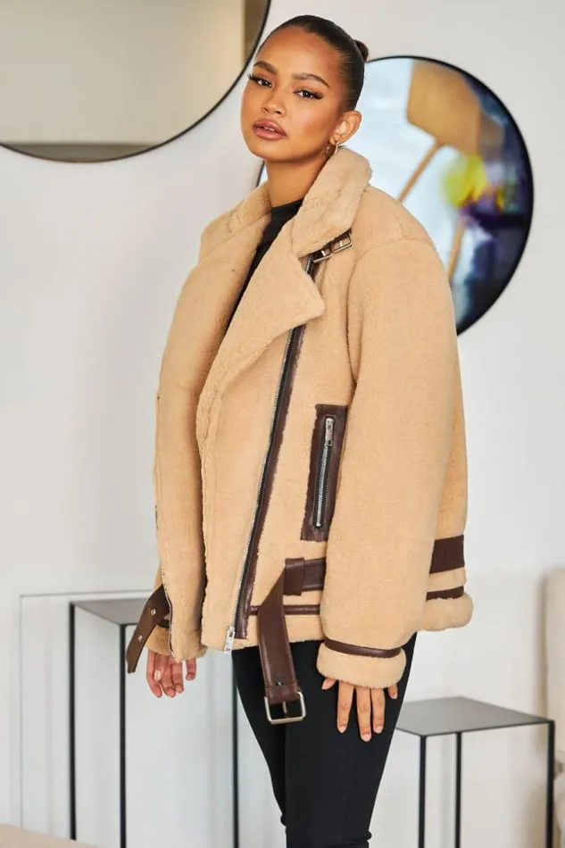 Women Perfecto Camel En Fourrure Camel Brentiny Paris Jackets