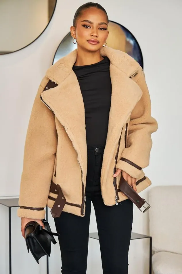 Women Perfecto Camel En Fourrure Camel Brentiny Paris Jackets