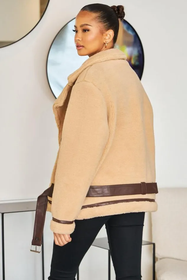 Women Perfecto Camel En Fourrure Camel Brentiny Paris White Tops