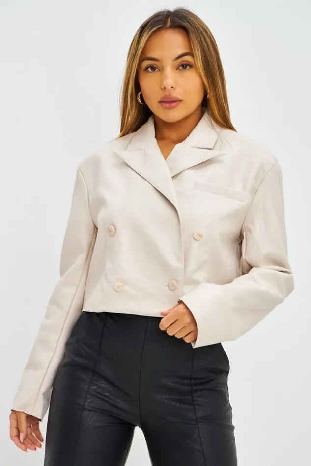 Women Perfecto Court En Simili Cuir Beige Beige Brentiny Paris Jackets
