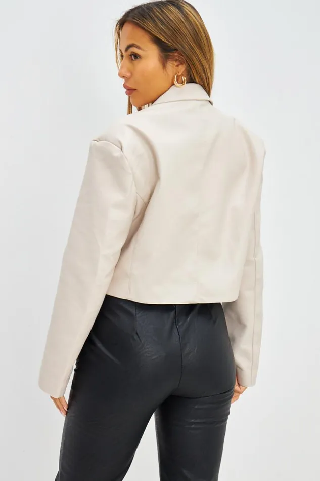 Women Perfecto Court En Simili Cuir Beige Beige Brentiny Paris Jackets