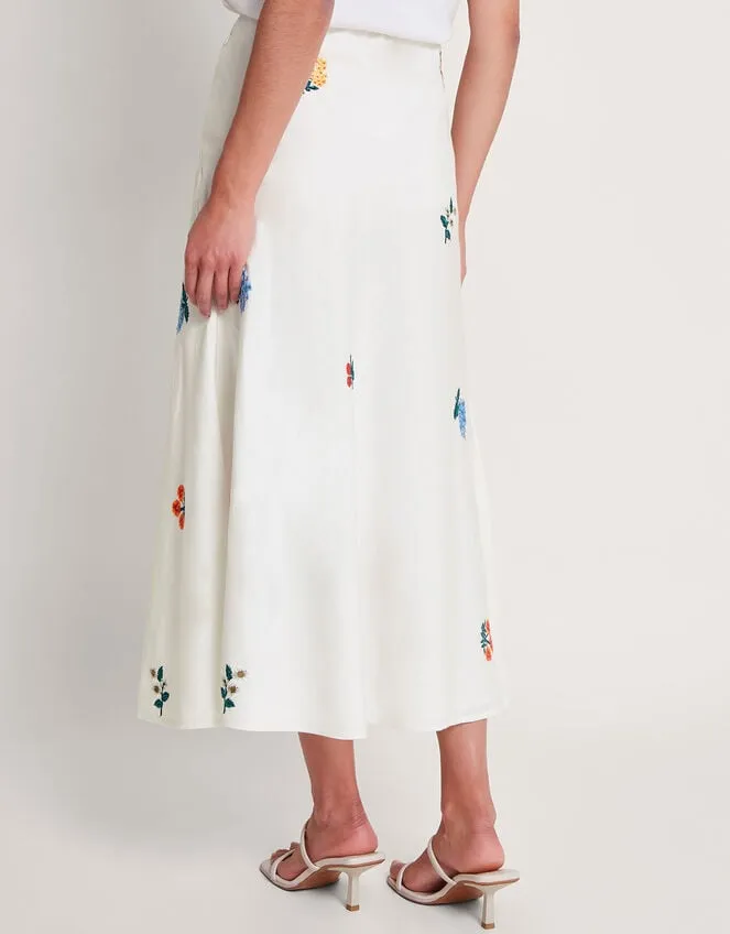 Women Piera Embroidered Midi Skirt Ivory Monsoon Skirts