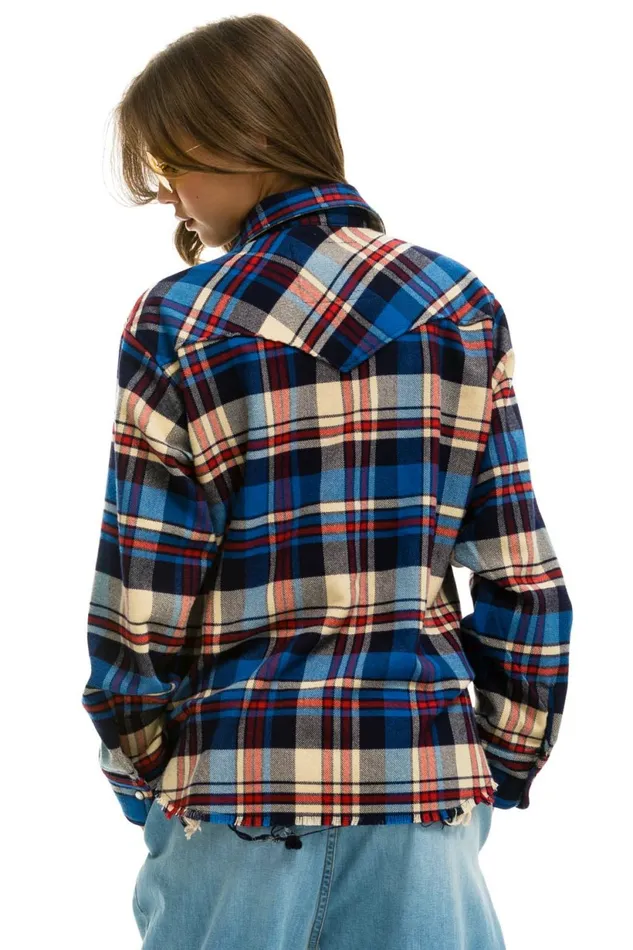 Women PLAID FLANNEL WESTERN SHIRT 8211 PATRIOT PLAID Aviator Nation UnisexTees Women PLAID FLANNEL WESTERN SHIRT 8211 PATRIOT PLAID Aviator Nation UnisexTees