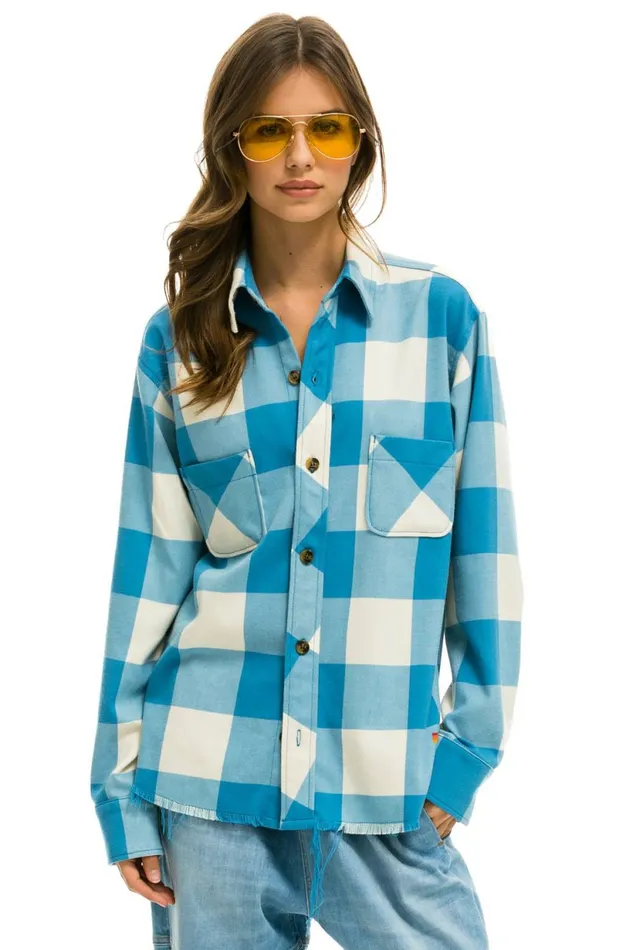 Women PLAID FLANNEL WESTERN SHIRT 8211 SKY PLAID Aviator Nation UnisexTees Women PLAID FLANNEL WESTERN SHIRT 8211 SKY PLAID Aviator Nation UnisexTees