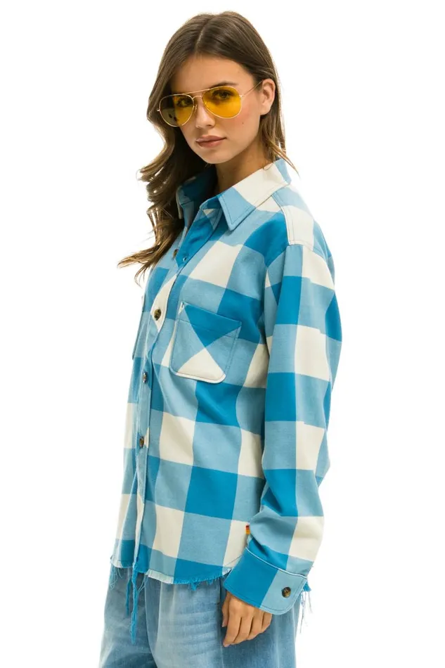 Women PLAID FLANNEL WESTERN SHIRT 8211 SKY PLAID Aviator Nation UnisexTees Women PLAID FLANNEL WESTERN SHIRT 8211 SKY PLAID Aviator Nation UnisexTees