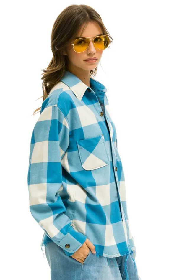 Women PLAID FLANNEL WESTERN SHIRT 8211 SKY PLAID Aviator Nation UnisexTees Women PLAID FLANNEL WESTERN SHIRT 8211 SKY PLAID Aviator Nation UnisexTees