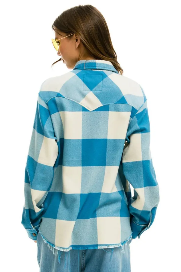 Women PLAID FLANNEL WESTERN SHIRT 8211 SKY PLAID Aviator Nation UnisexTees Women PLAID FLANNEL WESTERN SHIRT 8211 SKY PLAID Aviator Nation UnisexTees