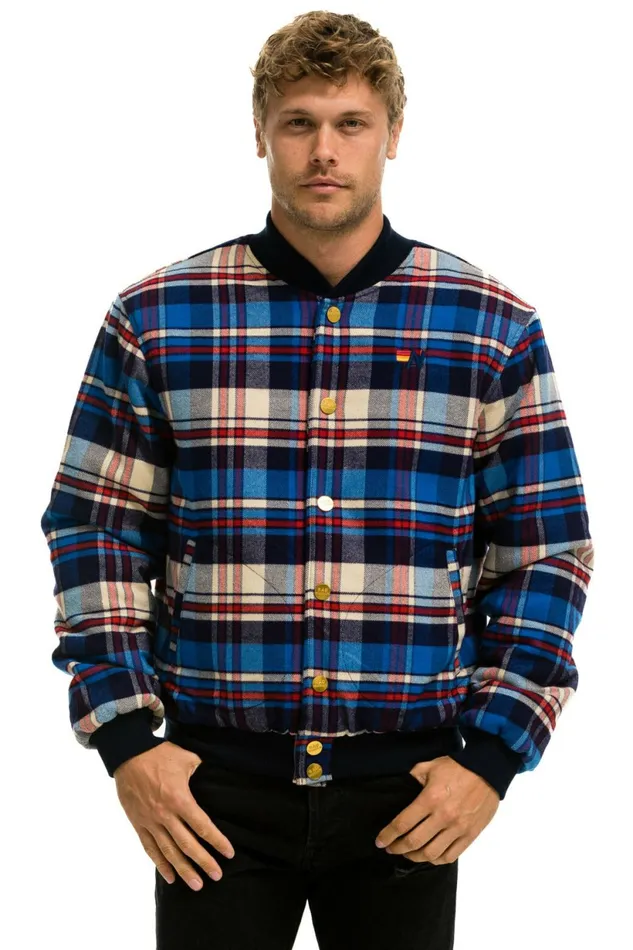 Women PLAID UNISEX VARSITY JACKET 8211 PATRIOT PLAID Aviator Nation UnisexTees Women PLAID UNISEX VARSITY JACKET 8211 PATRIOT PLAID Aviator Nation UnisexTees