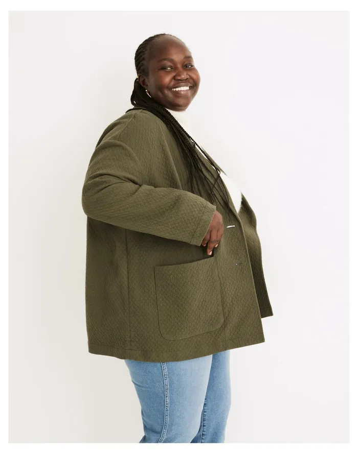 Women Plus Diamond Jacquard Shaw Blazer Dark Forest Madewell Jackets Women Plus Diamond Jacquard Shaw Blazer Dark Forest Madewell Jackets