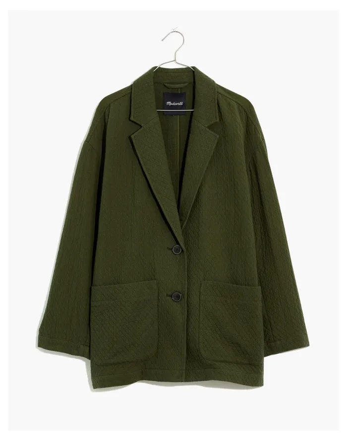 Women Plus Diamond Jacquard Shaw Blazer Dark Forest Madewell Jackets Women Plus Diamond Jacquard Shaw Blazer Dark Forest Madewell Jackets